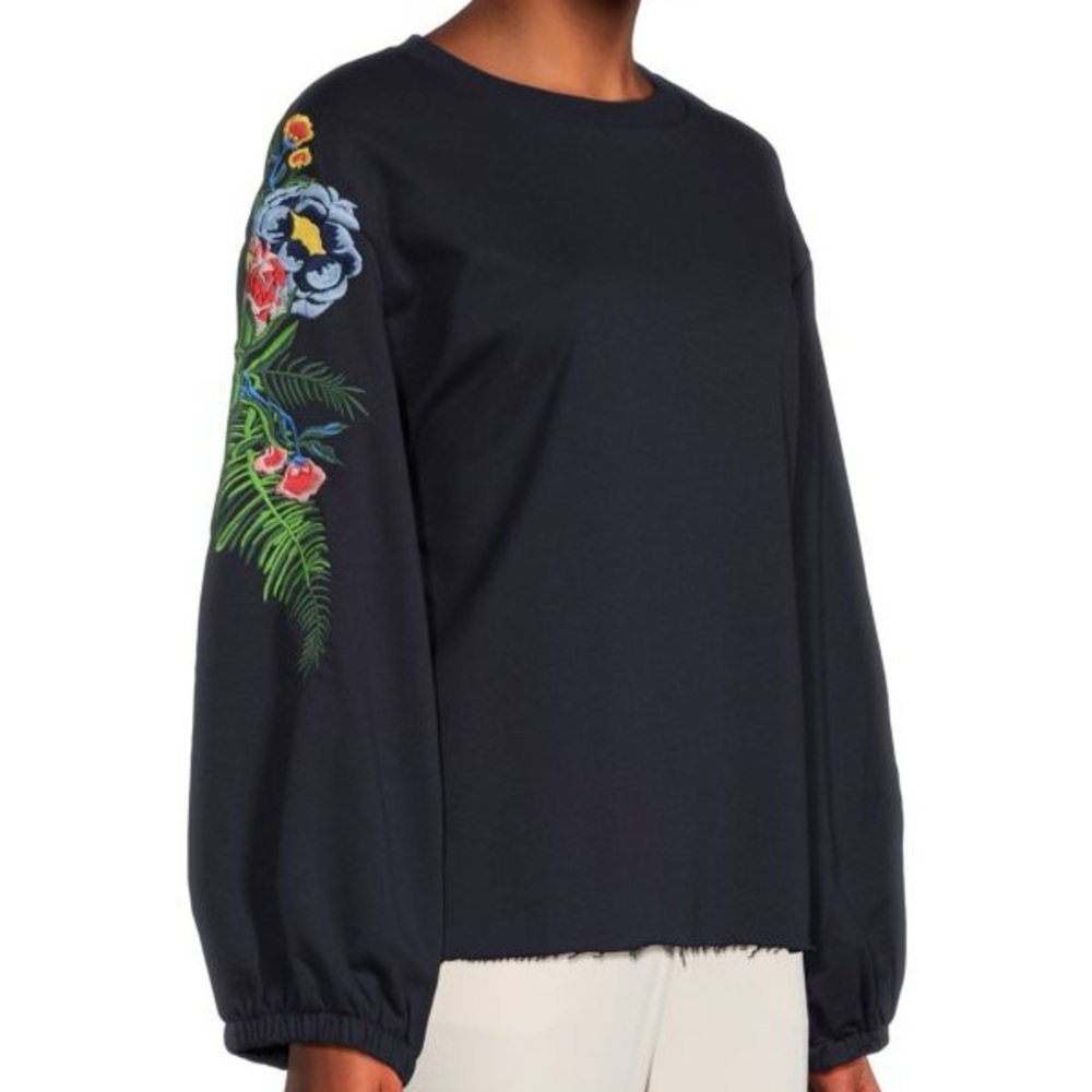 Zara Trafaluc Floral Embroidered Sweatshirt